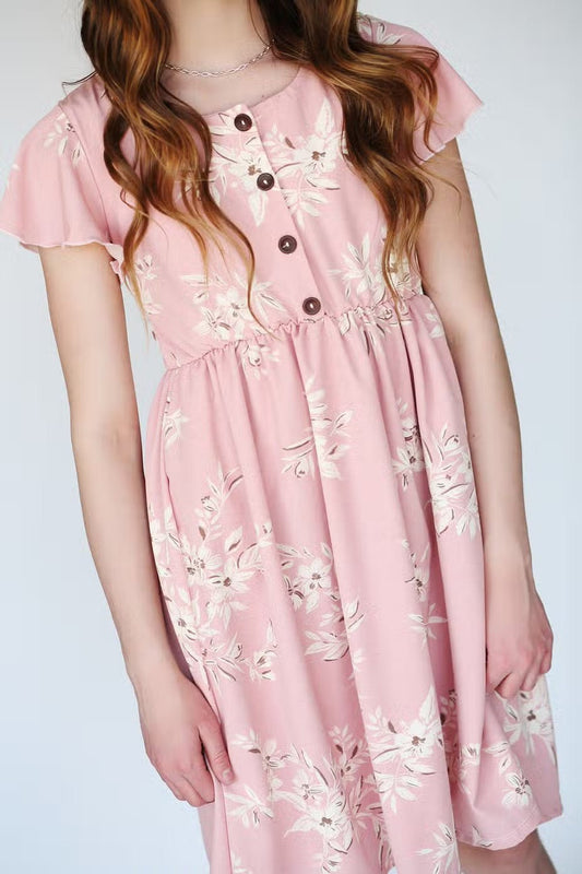 Mia Pink Floral Dress - Wild Child Hat CoNavy FieldsDress