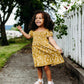 Mustard Floral Smocked Dress
