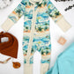 Organic Cotton Baby Pajamas 2-Way Zip Front Zipper Sleeper, Maui - Wild Child Hat CoEarthyPajamas