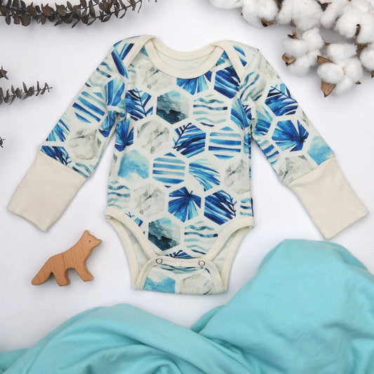 Organic Cotton Long Sleeve Baby Bodysuit, Kai - Wild Child Hat CoEarthyOnesie