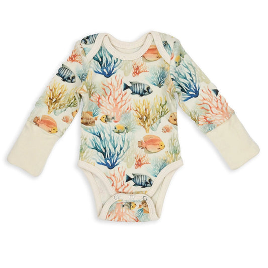 Organic Cotton Long Sleeve Baby Bodysuit, Pisces - Wild Child Hat CoEarthyOnesie