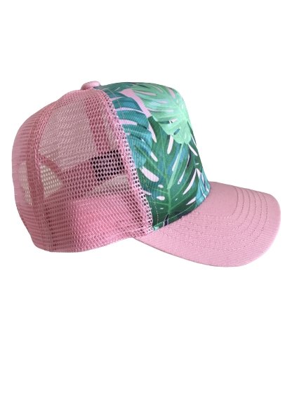 Pink Monstera Trucker Hat - Wild Child Hat CoWild Child Hat Co