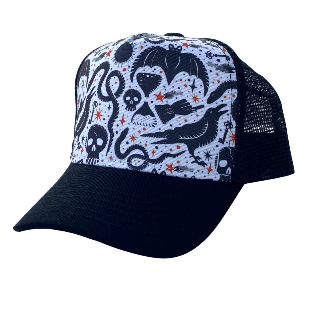 Spooky Black Trucker Hat - Wild Child Hat CoWild Child Hat Co
