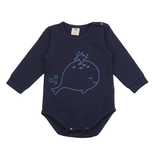 Whale Graphic Long Sleeve Bodysuit - Wild Child Hat CoWalkiddyOnesie